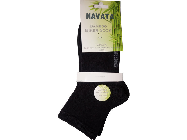 Navata Bamboo | Biker sock | Zwart | 2P Navata Navata Bamboo | Biker sock | Zwart | 2P