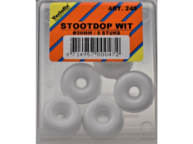 Verlofix Stootdop, kunststof wit schroefbaar ø20x10 mm