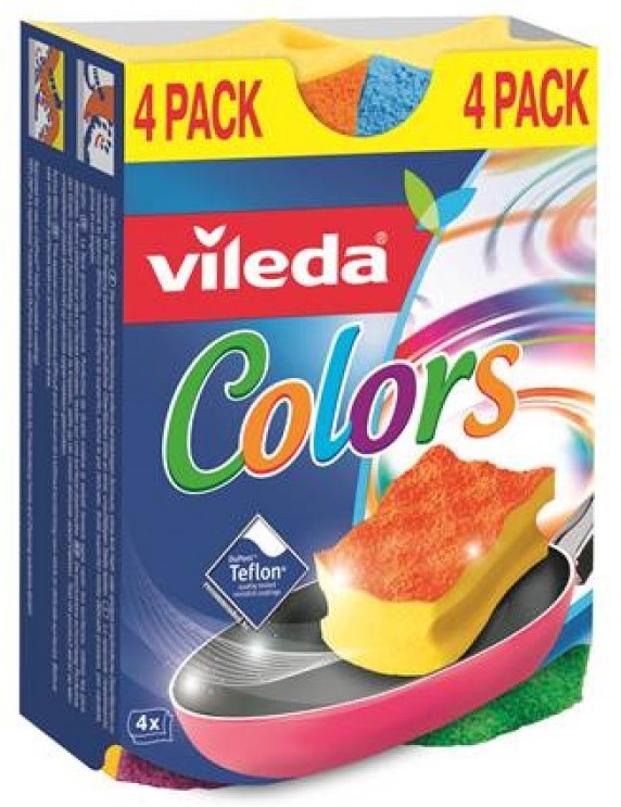 Vileda Vileda Pur Active Colors Schuursponsjes - 4 stuks