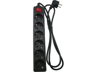 Stekkerdoos 6-voudig zwart 1,5 mtr