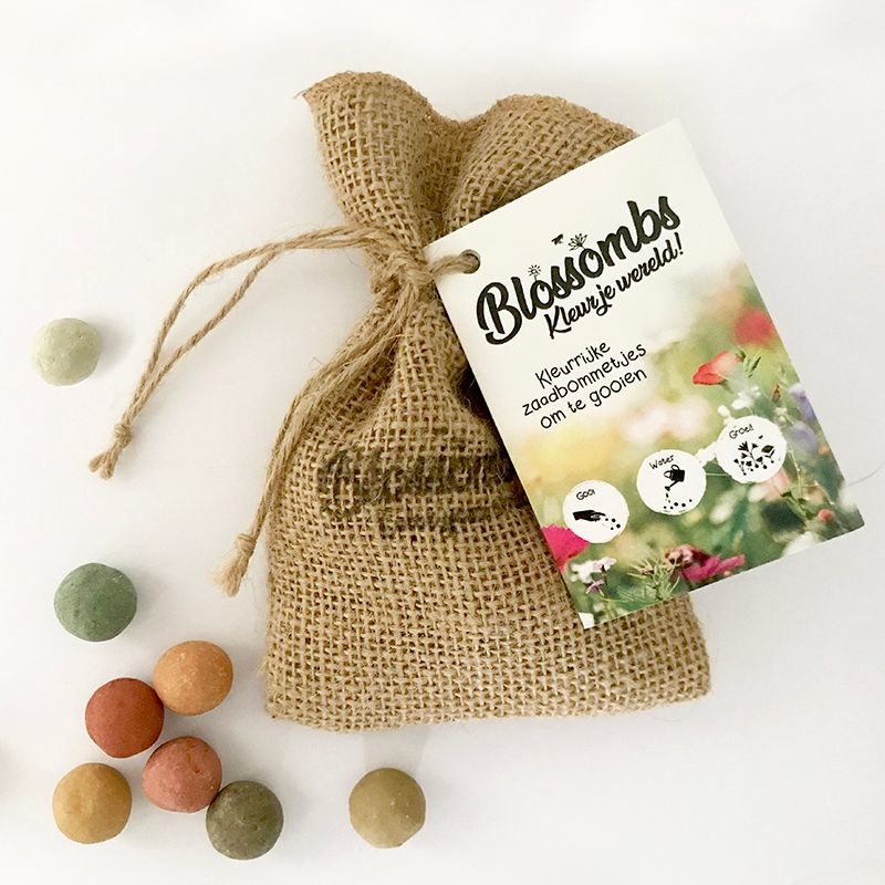 Blossombs Blossombs jute bag | 8 zaadbommetjes