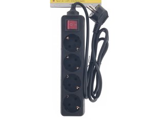 Stekkerdoos 4-voudig zwart 1,5 mtr