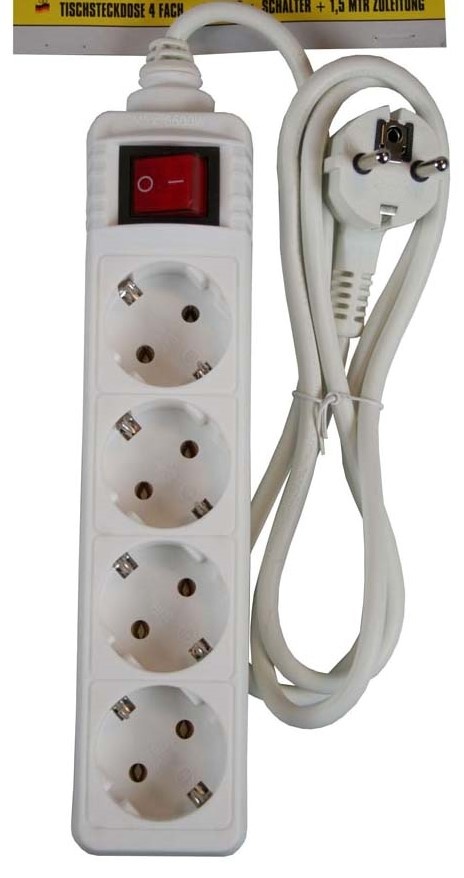 Tafelcontactd. 4V+RA+1,5mtr wit