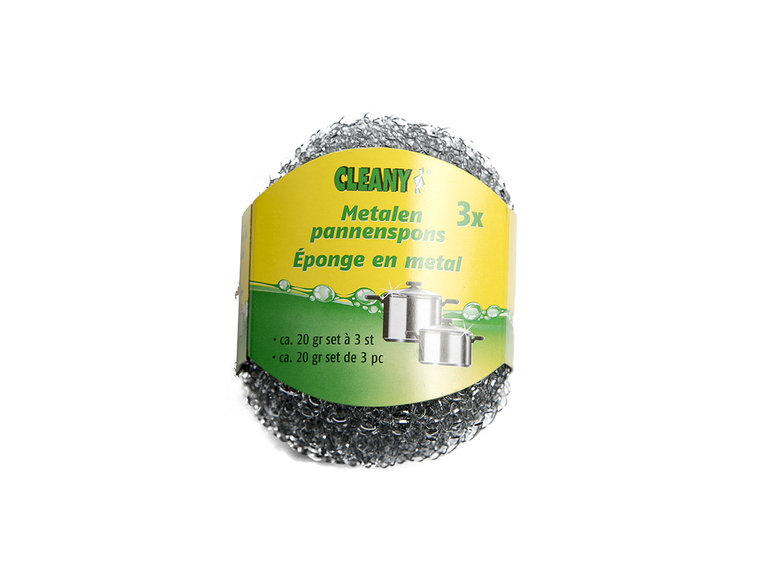 Pannenspons metaal set à 3