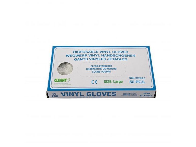 Cleany Handschoen vinyl L 50 stuks | wegwerphandschoenen