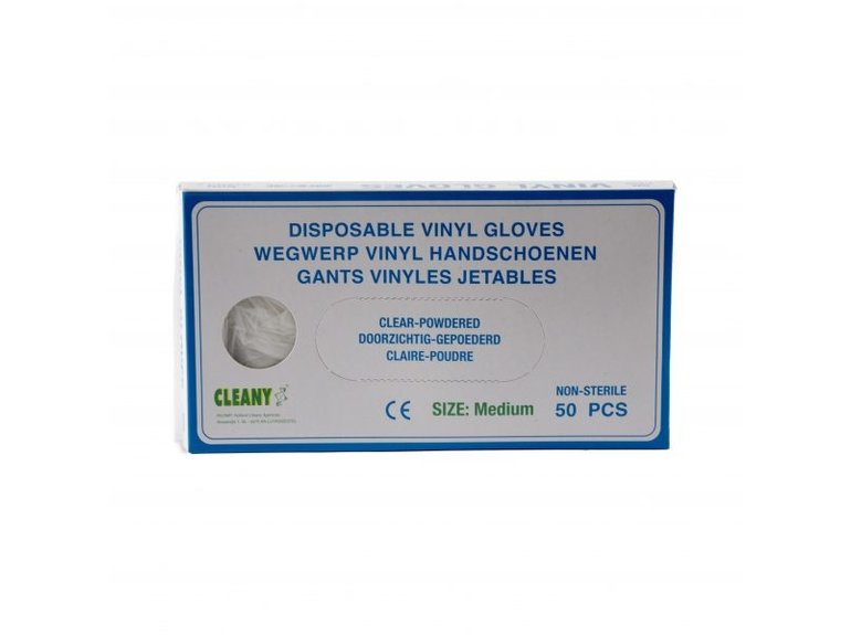Handschoen vinyl M 50 stuks | wegwerphandschoenen Cleany Handschoen vinyl M 50 stuks | wegwerphandschoenen