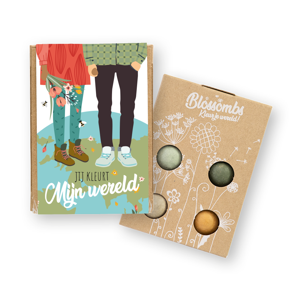 Blossombs Blossombs giftbox mini | 4 zaadbommetjes | Jij kleurt mijn wereld