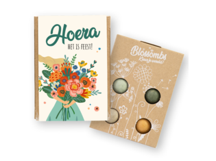 Blossombs giftbox mini | 4 zaadbommetjes | Hoera het is feest!