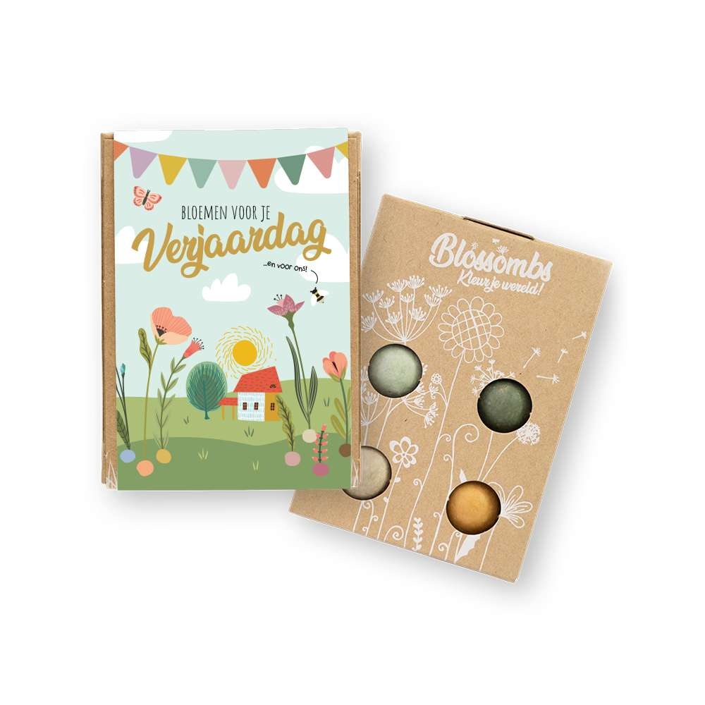 Blossombs Blossombs giftbox mini | 4 zaadbommetjes | Verjaardag