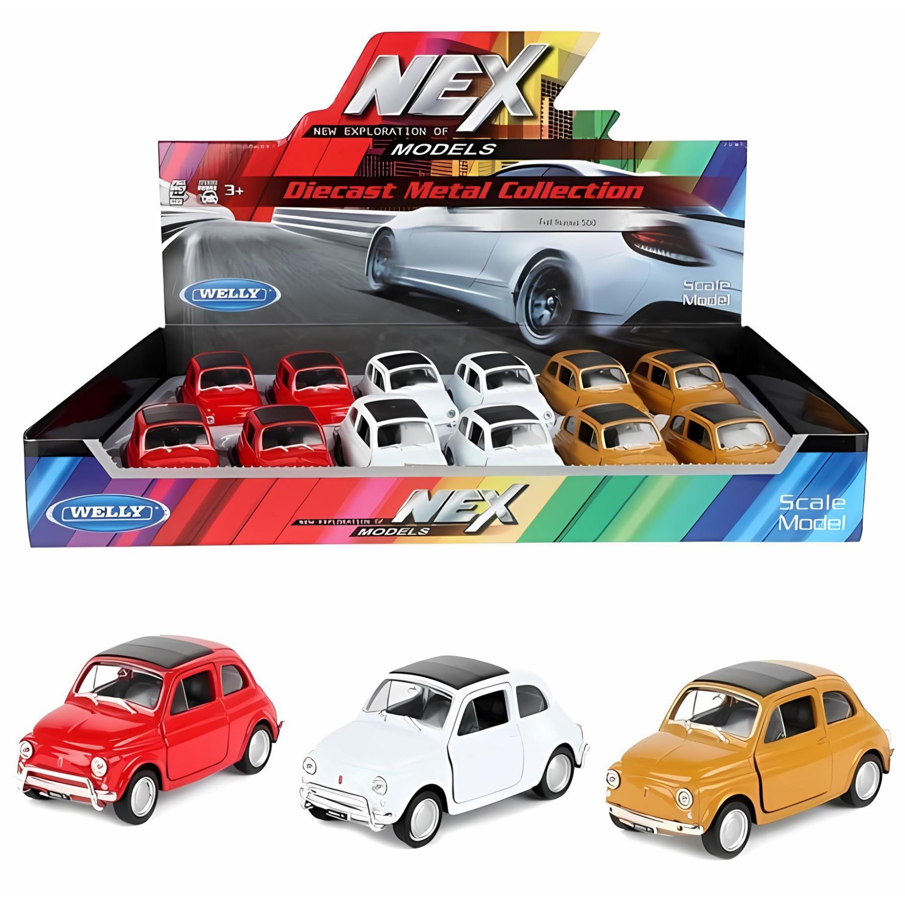 Welly WELLY Modelauto | Fiat 500 classic | 10,5cm | 3 assorti