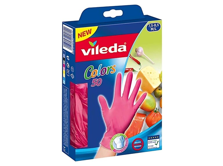 Vileda Vileda Colors Wegwerphandschoenen Latexvrij - Maat M/L (50 stuks)