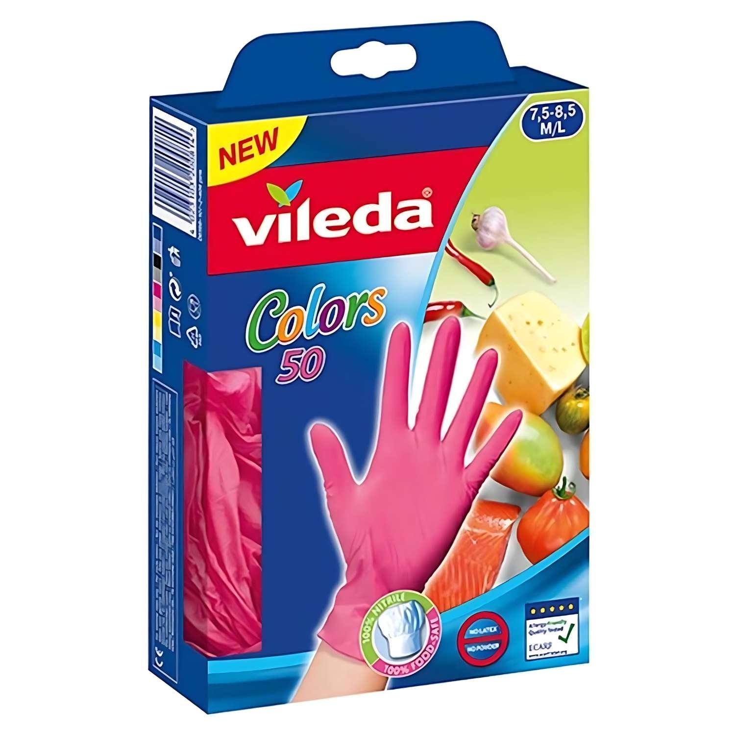 Vileda Vileda Colors Wegwerphandschoenen Latexvrij - Maat M/L (50 stuks)