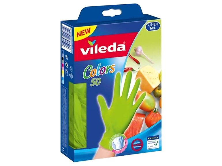 Vileda Vileda Colors Wegwerphandschoenen Latexvrij - Maat M/L (50 stuks)