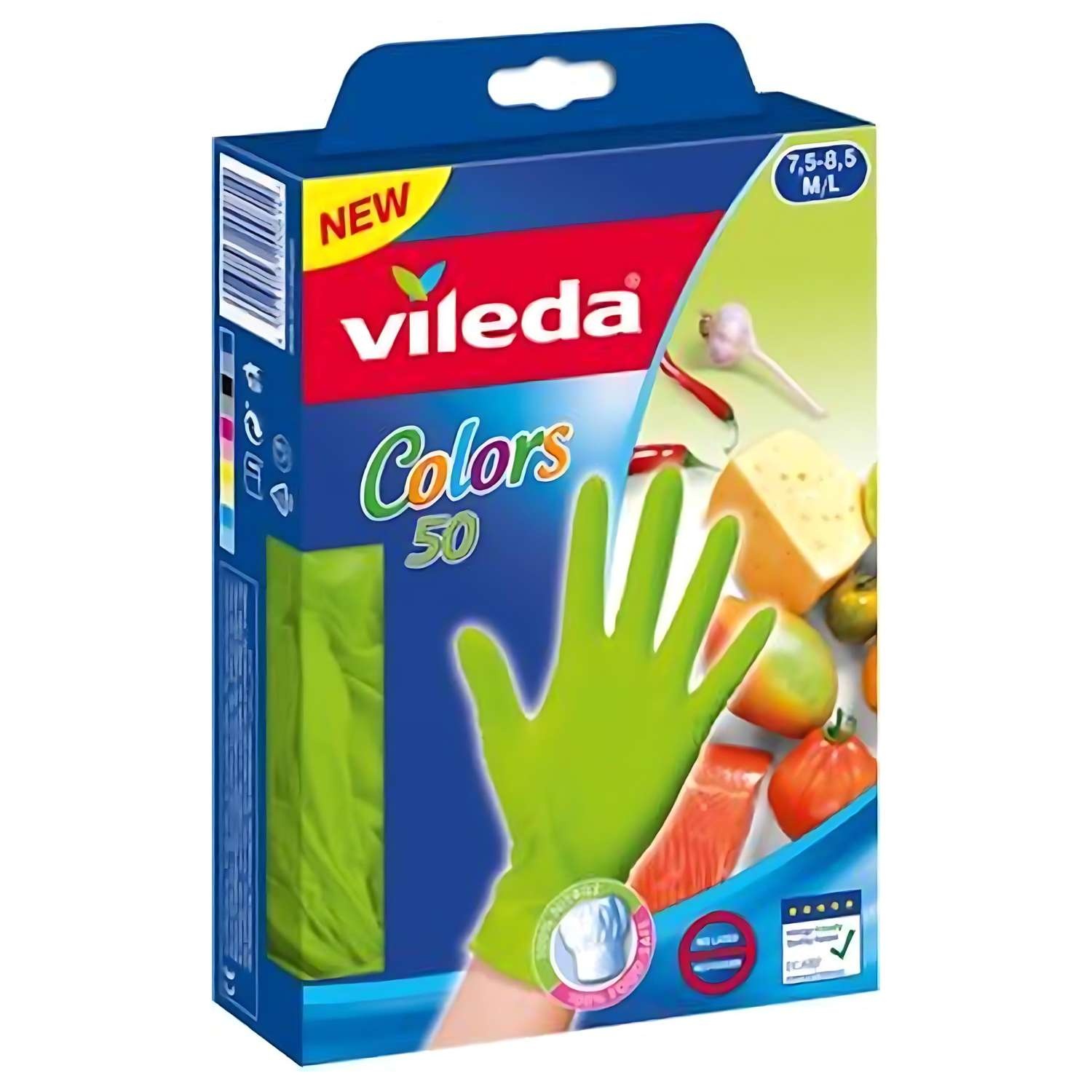 Vileda Vileda Colors Wegwerphandschoenen Latexvrij - Maat M/L (50 stuks), foto 2 van 2