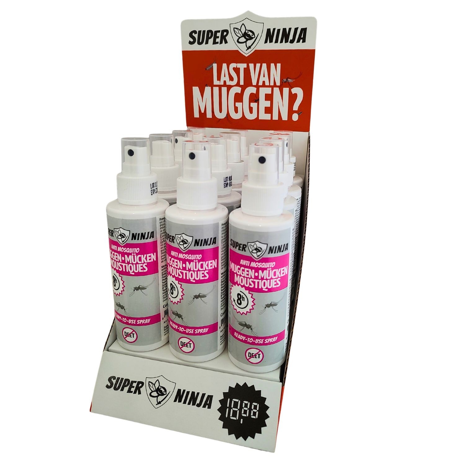Super Ninja Super Ninja Muggenspray 100ml - 12st in Toonbankdisplay