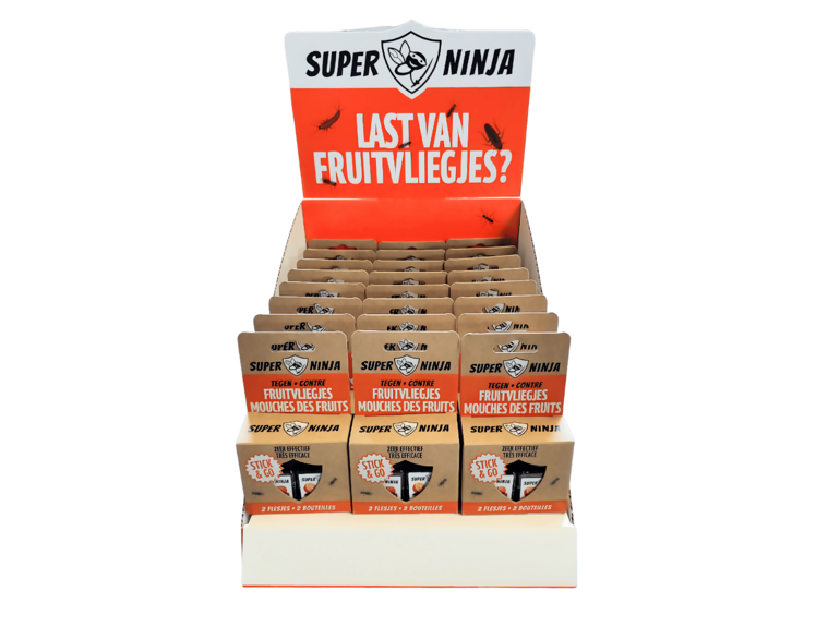 Super Ninja | fruitvliegval 2-pack | 24st | inclusief toonbankdisplay Super Ninja Super Ninja | fruitvliegval 2-pack | 24st | inclusief toonbankdisplay