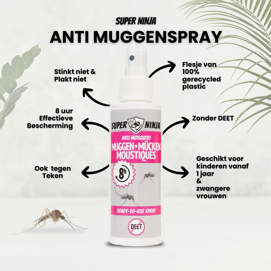 Super Ninja Super Ninja Muggenspray - 100% DEET-vrij - 100ml, foto 2 van 2
