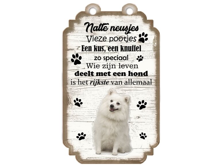 Tekstbord hout hond 20x12cm | Japanse Spits Creatief Art Tekstbord hout hond 20x12cm | Japanse Spits