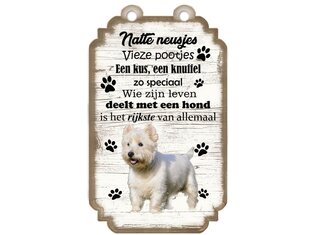 Tekstbord hout hond 20x12cm | West Highland White Terriër
