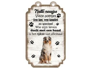 Tekstbord hout hond 20x12cm | Australian Shepherd Dog