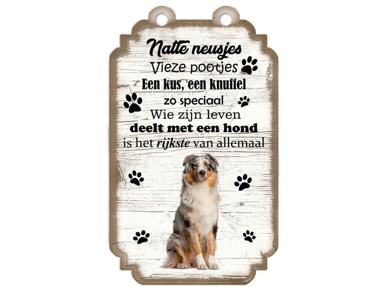 Creatief Art Tekstbord hout hond 20x12cm | Australian Shepherd Dog
