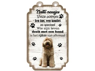 Tekstbord hout hond 20x12cm | Australische Labradoodle
