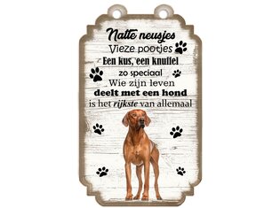 Tekstbord hout hond 20x12cm | Rhodesian Ridgeback