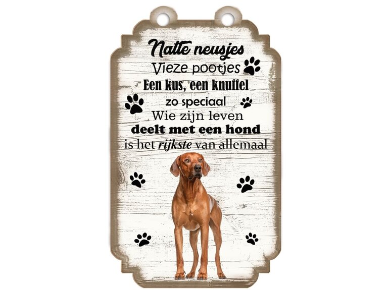 Tekstbord hout hond 20x12cm | Rhodesian Ridgeback Creatief Art Tekstbord hout hond 20x12cm | Rhodesian Ridgeback