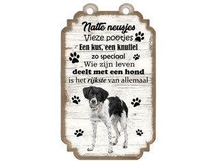 Tekstbord hout hond 20x12cm | Friese Stabij