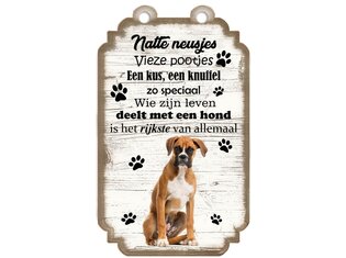 Tekstbord hout hond 20x12cm | Boxer
