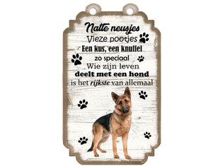 Tekstbord hout hond 20x12cm | Duitse Herder