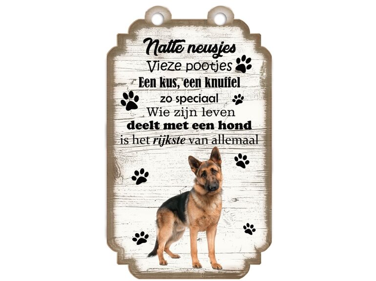 Tekstbord hout hond 20x12cm | Duitse Herder Creatief Art Tekstbord hout hond 20x12cm | Duitse Herder