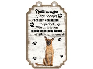 Tekstbord hout hond 20x12cm | Mechelse Herder
