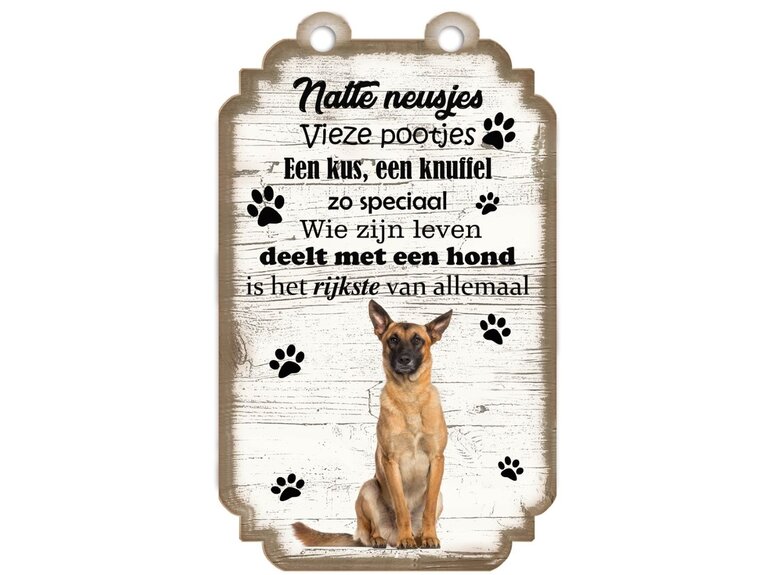 Creatief Art Tekstbord hout hond 20x12cm | Mechelse Herder