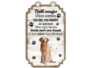 Tekstbord hout hond 20x12cm | Labrador Blond