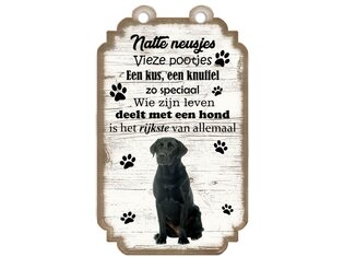 Tekstbord hout hond 20x12cm | Labrador Zwart