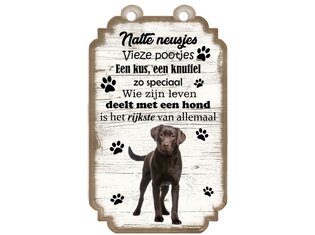 Tekstbord hout hond 20x12cm | Labrador Bruin