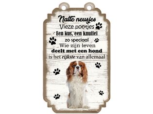 Tekstbord hout hond 20x12cm | King Charles