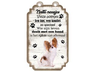 Tekstbord hout hond 20x12cm | Vlinderhond