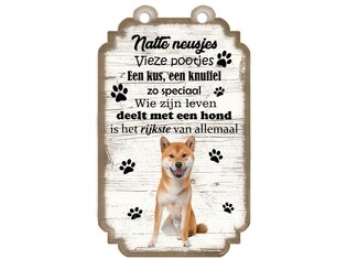 Tekstbord hout hond 20x12cm | Shiba