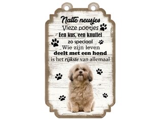 Tekstbord hout hond 20x12cm | Shih Tzu