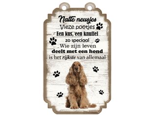 Tekstbord hout hond 20x12cm | Engelse Cocker