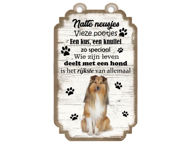 Tekstbord hout hond 20x12cm | Shetland Sheepdog Creatief Art Tekstbord hout hond 20x12cm | Shetland Sheepdog