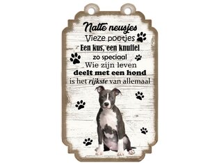 Tekstbord hout hond 20x12cm | American Staffordshire Terrier
