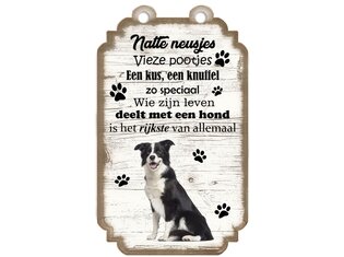 Tekstbord hout hond 20x12cm | Border Collie