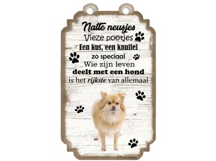 Tekstbord hout hond 20x12cm | Keeshond