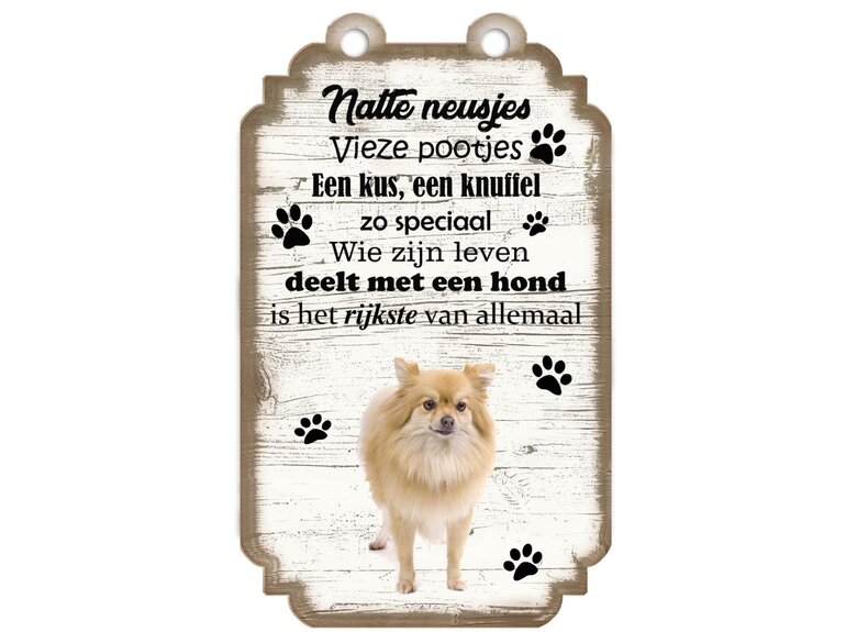 Creatief Art Tekstbord hout hond 20x12cm | Keeshond