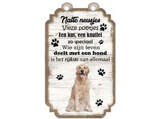 Tekstbord hout hond 20x12cm | Golden Retriever