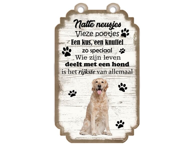 Tekstbord hout hond 20x12cm | Golden Retriever Creatief Art Tekstbord hout hond 20x12cm | Golden Retriever