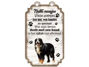 Tekstbord hout hond 20x12cm | Berner Senne